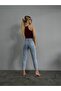 Leo 90's Dora Jeans Lycra High Waist Blue Snow Washed Mom Jeans Extra Stretchy - 4