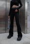 Black Flare Leg Power Lycra Women's Flare Jean Trousers