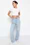 Isabella Loose Blue Snow Wash High Waist Wide Leg Jeans - 2