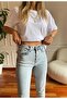 Leo 90's Dora Snow Wash Mom Jeans Blue (Buy 1 Size Larger) - 4