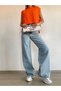 Women's Snow Wash High Waist Wide Leg Denim Jeans - 4