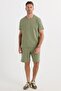 Relax Fit Comfortable Cut 100% Cotton Lightweight Thick Special Design Men's Khaki Shorts T-Shirt Set - 5