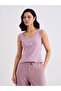 Purple Fitted Embroidered Tank - 2