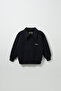 Black Embroidery Detailed Raglan Sleeve Sweatshirt - 2