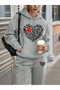 Heart Printed Unisex Women/Men Hooded Oversize Bottom/Up Tracksuit Set