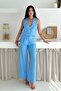 Striped Fabric Vest Suit Blue - 2