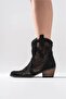 Black Lace Fabric Western Cowboy Women's Boots - 2