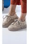 Non-Slip Sole Casual Losa Model Beige Lace Sports Shoes