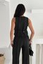 Striped Fabric Vest Suit Black - 6