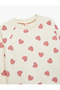 Cotton Crew Neck Long Sleeve Heart Printed Sweatshirt - 3