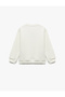 Long Sleeve Crew Neck Hooded Sweatshirt with Deer Embroidery Detail - 4