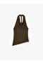 Sleeveless Backless Draped Asymmetrical Degaje Neckline Blouse - 5
