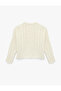 Hair Braid Textured Long Sleeve Crew Neck Pearl Detailed Knitwear Sweater - 2