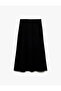 Regular Fit Midi Length Satin Flared Skirt - 3