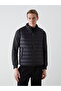 Black Standard Fit Stand Collar Men's Puffer Vest - 7