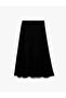 Regular Fit Midi Length Satin Flared Skirt - 4