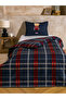 Navy Blue Bear Teddy Printed Single Duvet Cover Set