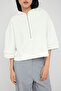 Ecru Hooded Zipper Detailed Three Quarter Sleeve Thick Knitted Sweatshirt Twoaw26Sw00024 - 3