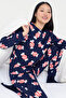 Teen Lacivert %100 Pamuklu Eğlenceli Şeker Baskılı Örme Pijama Takımı THMAW26PT00018