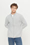 Men's Gray Anti-pilling Non-Pilling Standard Fit Normal Cut Stand Collar Sweatshirt Fleece Jacket - 3