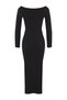 Teen Black Carmen Collar Bodycone/Fitted Ribbed Stretchy Straight Maxi Knitted Dress Twoaw26El00061 - 6