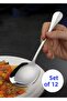 12 Pieces of Silver Stainless Steel Serving Spoon Presentation Spoon 21 cm