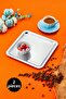 Set of 2 Luxury Square Stainless Steel Coffee Tea Catering and Presentation Tray Silver Color 21x21cm