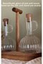 Set of 2 Acacia Stands 300 ml Round Striped Oil Bowl - 3
