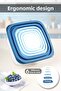 Set of 12 Square Food Storage Containers - Deep Freezer Microwave Compatible Storage Container Blue - 4