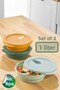 Set of 3 1 Liter Microwave Safe Storage Containers with Colorful Lids
