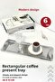 6 Pcs Rectangular Stainless Coffee Presentation Tray Modern Design