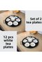 Metal Tea Plate-Coaster-Set of 2, 12 Pieces White Tea Plate, Stainless and Non-Tarnishing