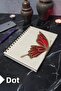 Butterfly Themed Wooden Cover Notebook - Dotted Notebook - Agenda - School Notebook (A5 - 120 Pages)