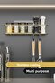 Spice Rack Luxury Metal Gold Kitchen Shelf Bathroom Shelf with Adhesive Hooks Stylish Design Salt Shaker Hanger - 6