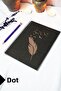 A5 Bird Feather Themed Black Kraft Cover Notebook - Dotted Notebook - 60 Sheets (120 Pages) 15X21 cm