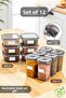 12 Pieces Labeled Square Plastic Food and Pulses Storage Container and Spice Bowl 6x(300-350 ml) Anthracite