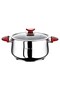 Yummy - 1036 - 8 Piece, Induction Compatible, Stainless Steel, Cookware Set - Silver Body, Red Detail - 2
