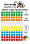 10 mm Colorful Ready Round Sticker 1 Pack of 540 Mix Color Office Labels Self-Adhesive Nok