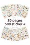 مجموعة ملصقات Bujo - 20 ورقة، 500+ ملصق - مخطط جمالي وعتيق، مذكرات، ملصقات دفتر الملاحظات