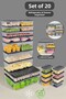 Microwave-Compatible Organizer Set of 20 - Anthracite Deep and Shallow Food Food Storage Container