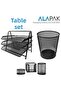 Metal Office Set Black (3-Piece Document Rack, Pen Holder, Paper Holder, Paper Clip, Dustbin)