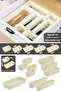 Set of 10 Adjustable Cutlery - Expandable Drawer Modular Organizer Kitchen Organizer Beige