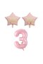 Pink Color Star Foil Balloon Set 3 Years Old