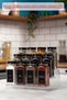 12-Piece Glass Spice Rack Set with Clear Ladder Stand Black Lids Labeled Spice Rack Suit Mh05Syh12