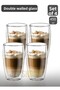 450ml Set of 4 Large Latte Cappuccino Glasses - Double Walled Americano Glasses