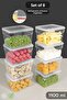 Set of 8 Deep Microwave Compatible 1100ml Food Storage Containers Transparent Lid Organizer