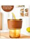 2 Pieces 400ml Heat Resistant Borosilicate Retro Leather Striped Glass with Straw |   Coffee Presentation Cup - 2