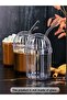 4 Pcs Crystal Cup with Glass Straw 400ml Cold Coffee Cup Lemonade Cup Soft Drink Cup
