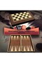 Wooden Backgammon Scale Checkerboard Set with Playing Cards Gift Walnut Coated Polished Tournament Hobby Game Set - 7