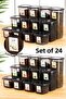 24-Piece Peggy Square Food Storage Container with Colorful Label 8x (0.55 Liters, 1.2 Liters, 1.75 Liters) Anthracite